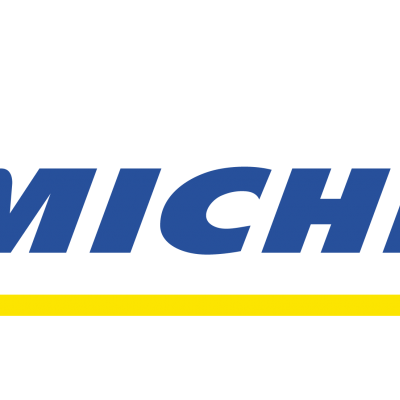 Logotipo da Michelin com boneco e texto MICHELIN