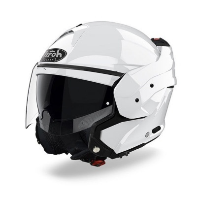 Capacete de motociclista aberto Airoh branco com viseira transparente