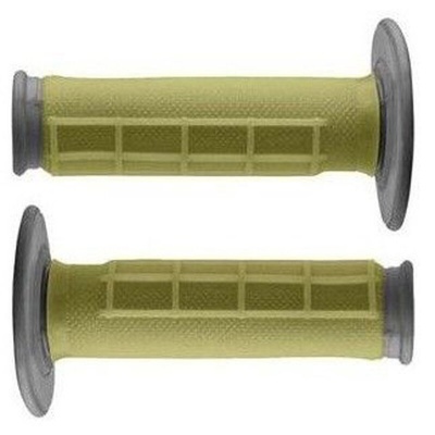 Par de punhos de bicicleta ou moto verde oliva com extremidades cinza