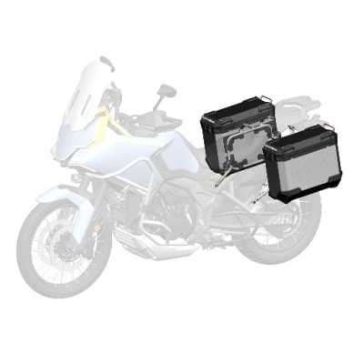 Conjunto de malas para motocicleta em alumínio preto e cinza