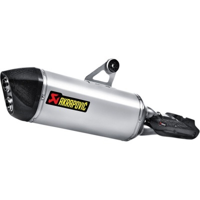 Escape de mota Akrapovic prateado com detalhes pretos
