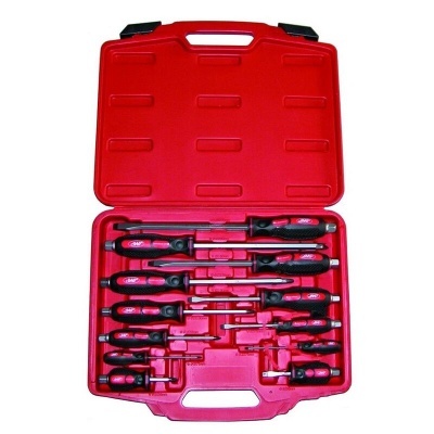 Conjunto de chaves de fendas em estojo vermelho