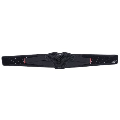 Faixa elástica preta proteção lombar Alpinestars com tecido ventilado e detalhes vermelhos