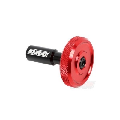 Peça para motocicleta vermelha e preta com logótipo DRC