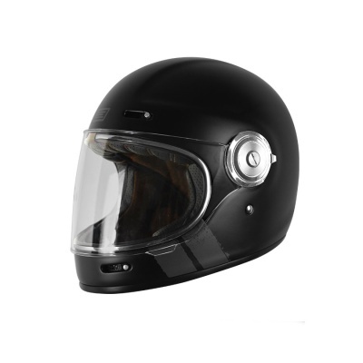 Capacete integral preto fosco com viseira transparente