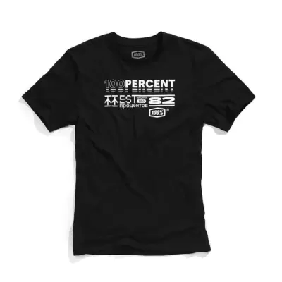 T-shirt preta com texto branco impresso na frente