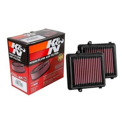 Filtro de ar K&N High-Flow vermelho e preto com embalagem colorida