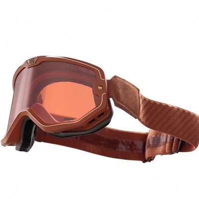 Óculos de proteção esqui snowboard castanho avermelhado com lentes laranja