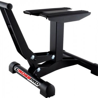 Suporte para mochila e bagagem preto com base robusta e etiqueta CROSSPRO