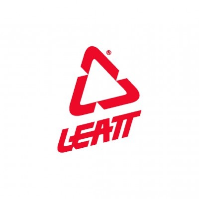 Logótipo vermelho da marca LEATT em fundo branco