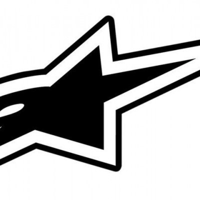 Logotipo preto e branco da Alpinestars com estrela estilizada