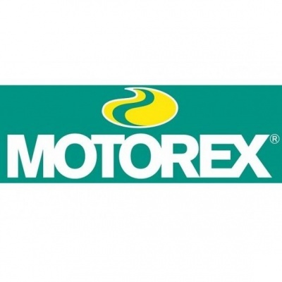 Logótipo MOTOREX com letras brancas em fundo verde e símbolo amarelo e verde