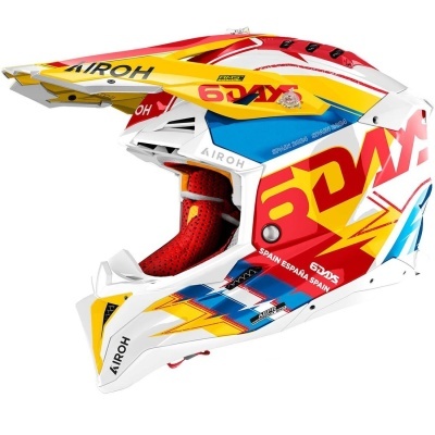 Capacete motocross integral colorido com logótipos