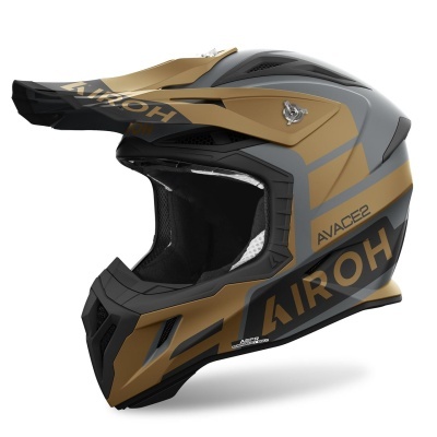 Capacete motocross cinza preto e dourado AIROH AVAC28