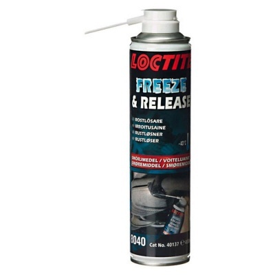 Lata spray Loctite Freeze & Release com texto e imagem aplicada