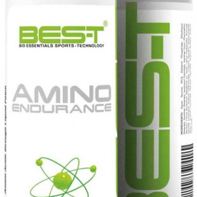 Duas garrafas de bebida esportiva BEST Amino Endurance com design branco, cinza e verde.