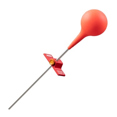 Termómetro de cozinha com balão laranja e suporte vermelho