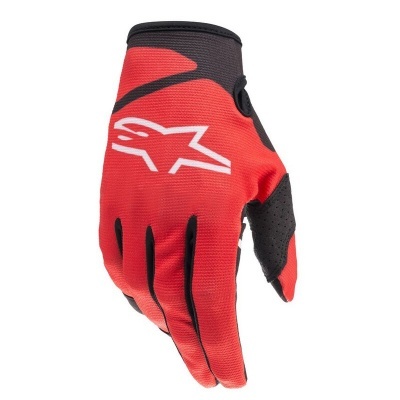Luva desportiva vermelha e preta com logo Alpinestars branca