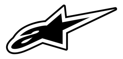 Logotipo preto e branco da Alpinestars com estrela estilizada
