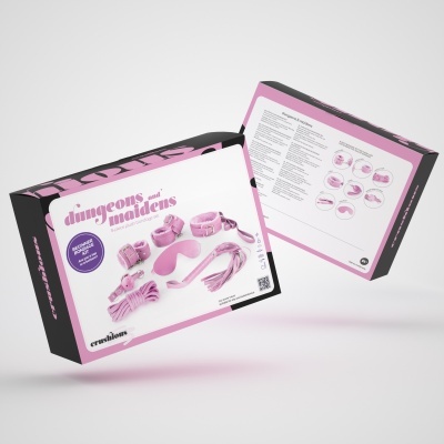 Conjunto de brinquedos eróticos Dungeons and Maddens em embalagem rosa e branca