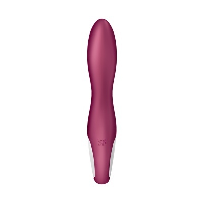 Vibrador rosa e branco com texto S+V sobre fundo branco