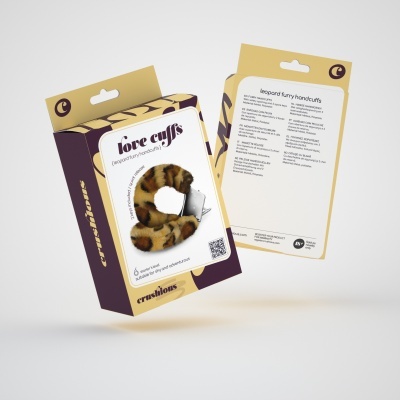 Embalagem dupla para algemas de pelúcia tipo onça com texto em inglês