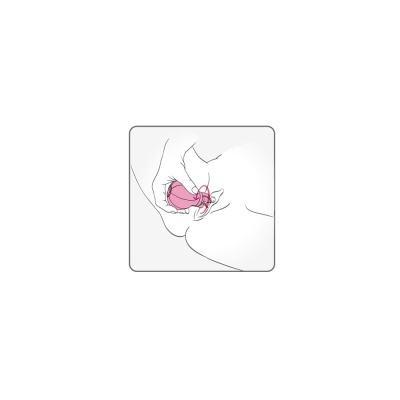 Ilustração de mão segurando flor rosa perto da face