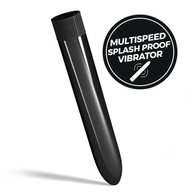 Vibrador preto com selo MULTISPEED SPLASH PROOF VIBRATOR