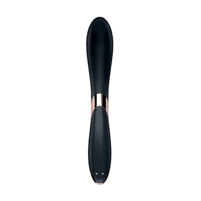 Vibrador preto com detalhe metálico dourado