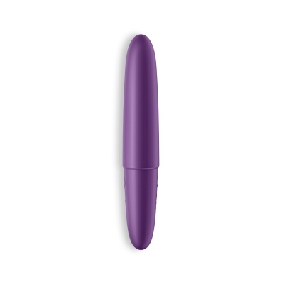Vibrador compacto roxo, liso, com fundo branco