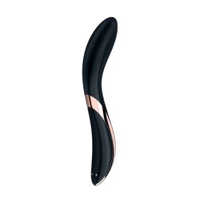 Vibrador curvo preto com detalhes dourados rosé