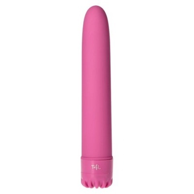 Vibrador clássico rosado com base texturizada e texto T4L