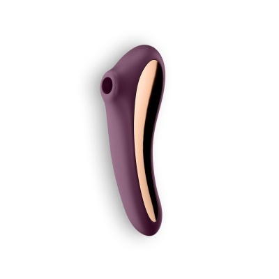 Vibrador roxo com detalhe dourado ergonómico