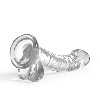Dildo de vidro transparente com base de ventosa