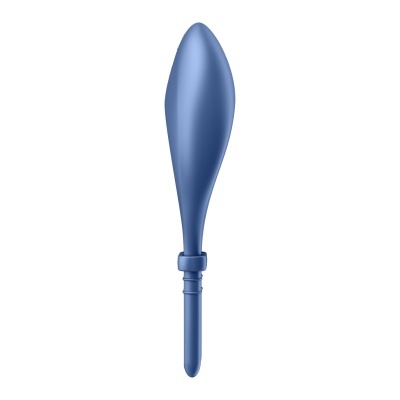 Espátula de cozinha de silicone azul sobre fundo branco