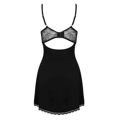 Vestido de lingerie preto com renda e alças ajustáveis