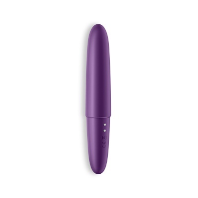 Vibrador bullet roxo cilíndrico com acabamento liso e botões inferiores