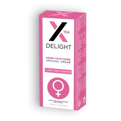Caixa de creme arousal cream Xtra Delight para mulher em embalagem branca e rosa