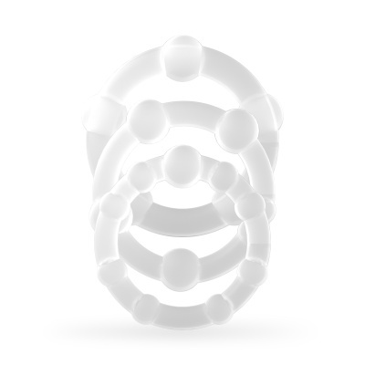 Três anéis brancos com esferas em fundo branco