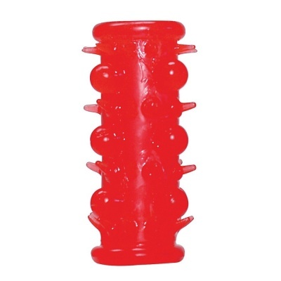 Acessório cilíndrico vermelho com saliências