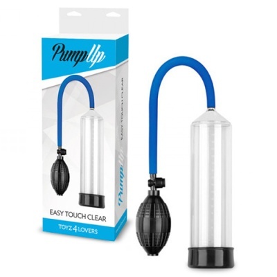 Bomba de aspiração transparente com tubo e insuflador, embalagem azul e branca