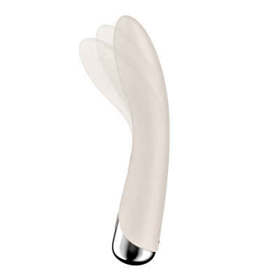 Vibrador branco com base prateada flexível em fundo branco