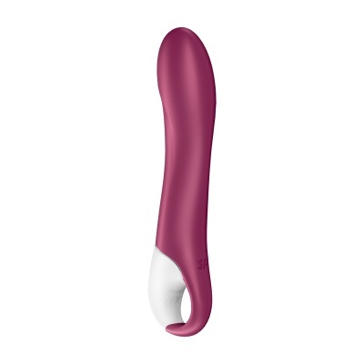 Vibrador feminino vinho com base branca e design curvo