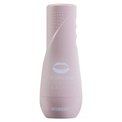 Frasco rosa fosco com relevo e texto branco