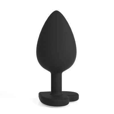 Plug anal preto em silicone com base em forma de coração