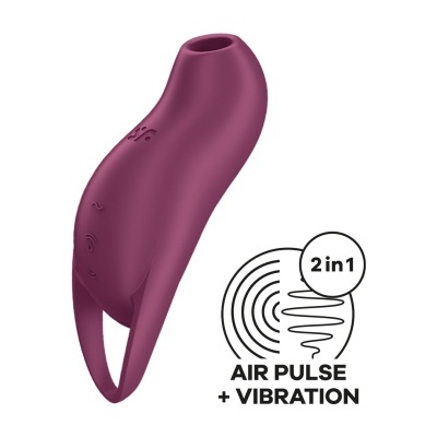 Dispositivo roxo de silicone com botões e texto 2in1 AIR PULSE + VIBRATION