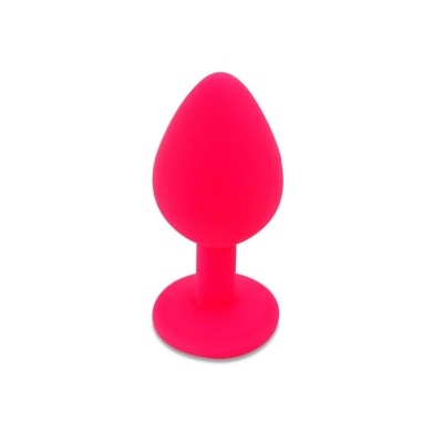 Plug anal vermelho vibrante em silicone com base larga em fundo branco