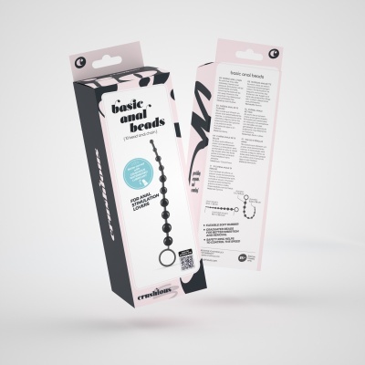Caixa e embalagem de anal beads preto básico para uso anal