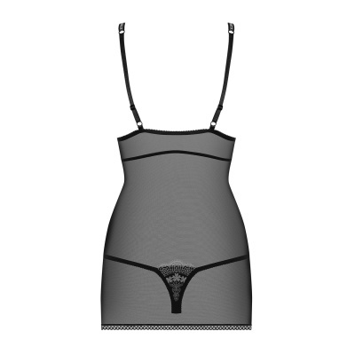 Vestido de lingerie preto com detalhes em renda e alças finas ajustáveis