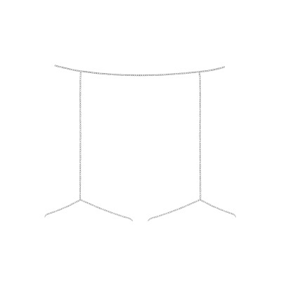 Estrutura metálica prateada com dois suportes e barra horizontal